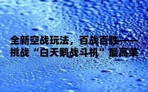 全新空戰玩法，百戰百勝——挑戰“白天鵝戰斗機”最高榮譽！