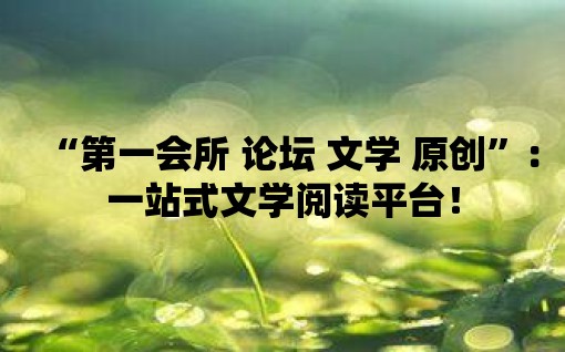 “第一會所 論壇 文學 原創”：一站式文學閱讀平臺！