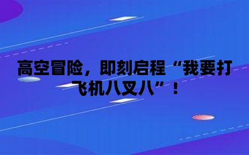 高空冒險，即刻啟程“我要打飛機八叉八”！