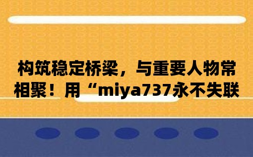 構(gòu)筑穩(wěn)定橋梁，與重要人物常相聚！用“miya737永不失聯(lián)”實現(xiàn)！