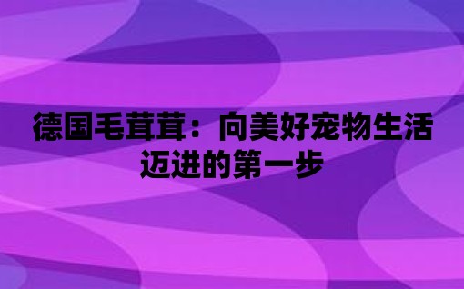 德國毛茸茸：向美好寵物生活邁進的第一步