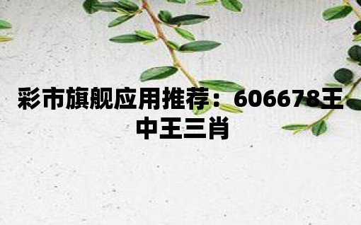 彩市旗艦應用推薦：606678王中王三肖