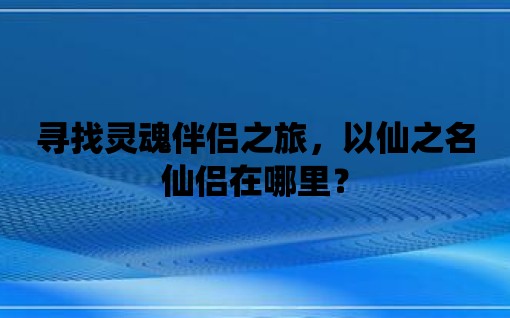 尋找靈魂伴侶之旅，以仙之名仙侶在哪里？