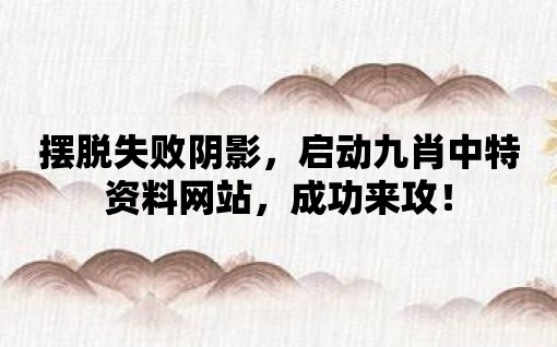 擺脫失敗陰影，啟動九肖中特資料網站，成功來攻！